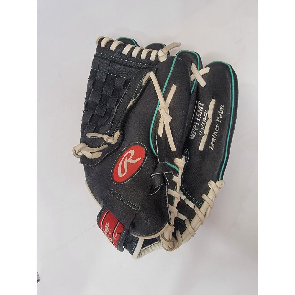 Rawlings The Gold Glove Co. WFP115MT Leather Palm Black w/Teal Trim 11 1/2 INCH - Picture 3 of 12